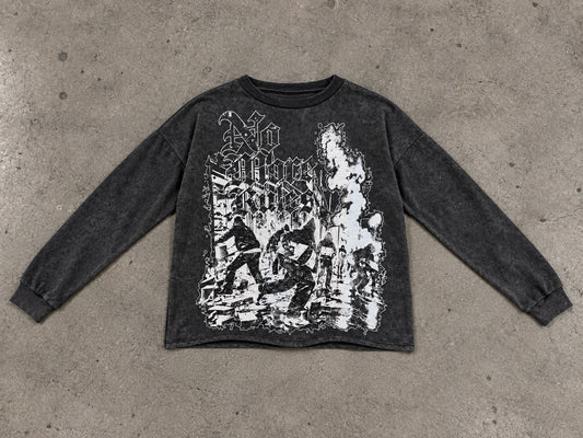 NMR Riot T washed black long sleeve on concrete